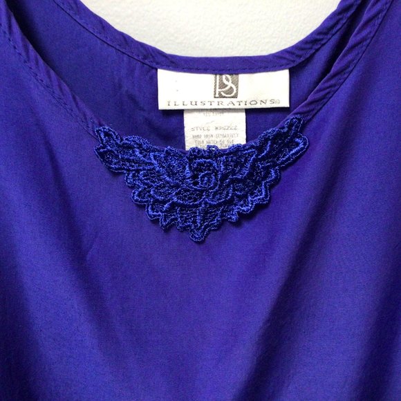 Illustrations - Blue camisole with decorative crochet at neckline - Picture 2 of 8